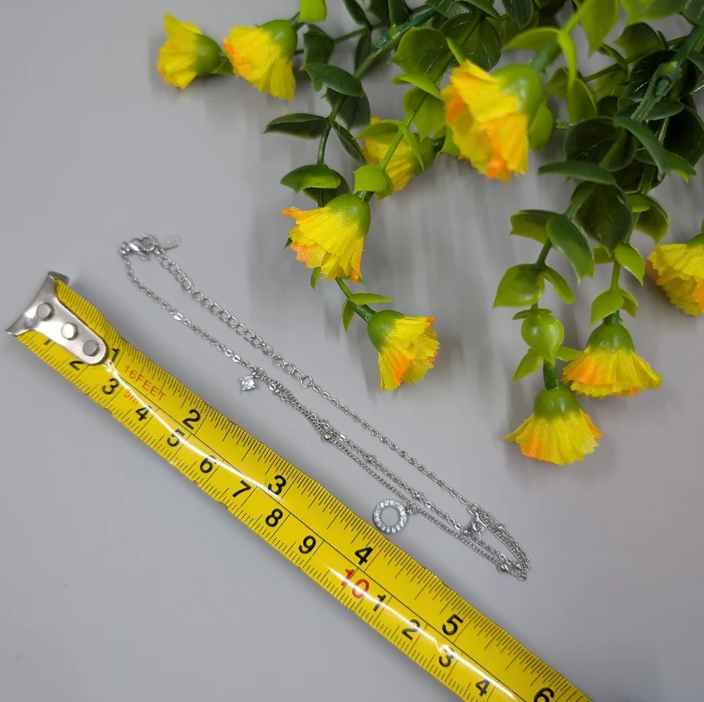 925 Sterling Silver Vintage Double Strand Crystal Bracelet - Picture 4 of 4